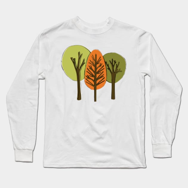 ORANGE GREEN TREES DESIGN Long Sleeve T-Shirt by Artistic_st